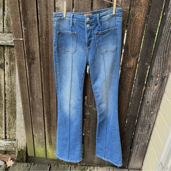 Driftwood Rosie Button-fly Pintuck Flare Jeans Sz 27 - Picture 6 of 15